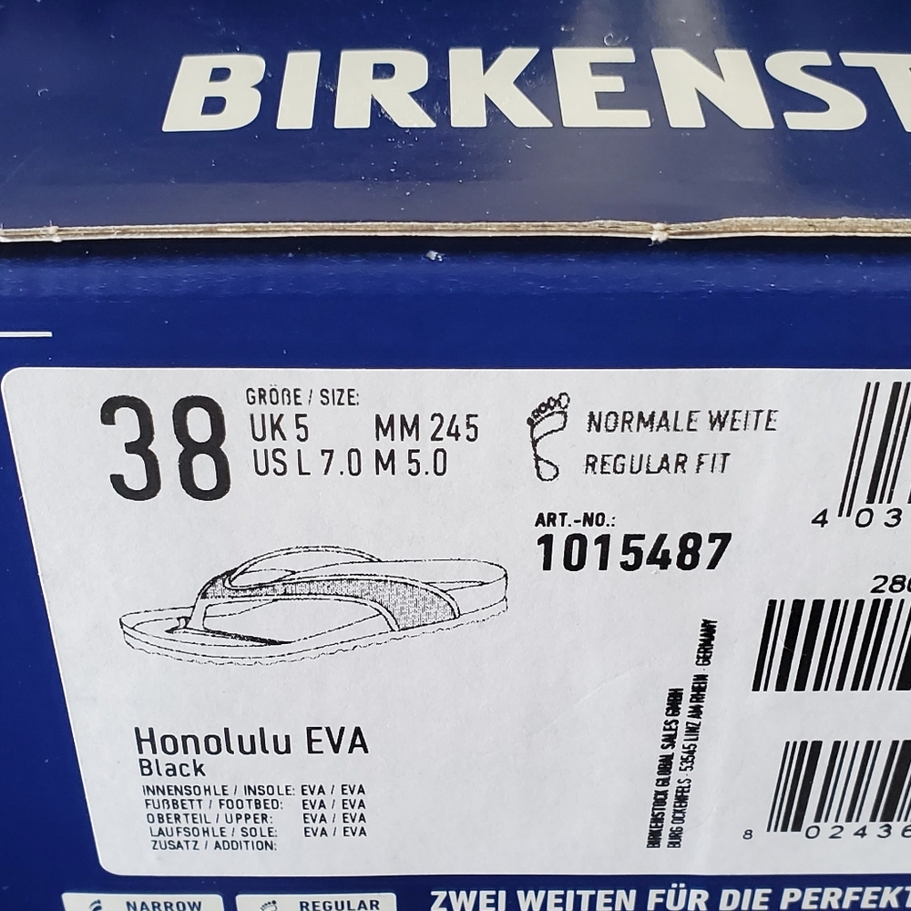 Birkenstock Honolulu Eva Black Women's 38 Very Good Condition - Picture 6 of 7